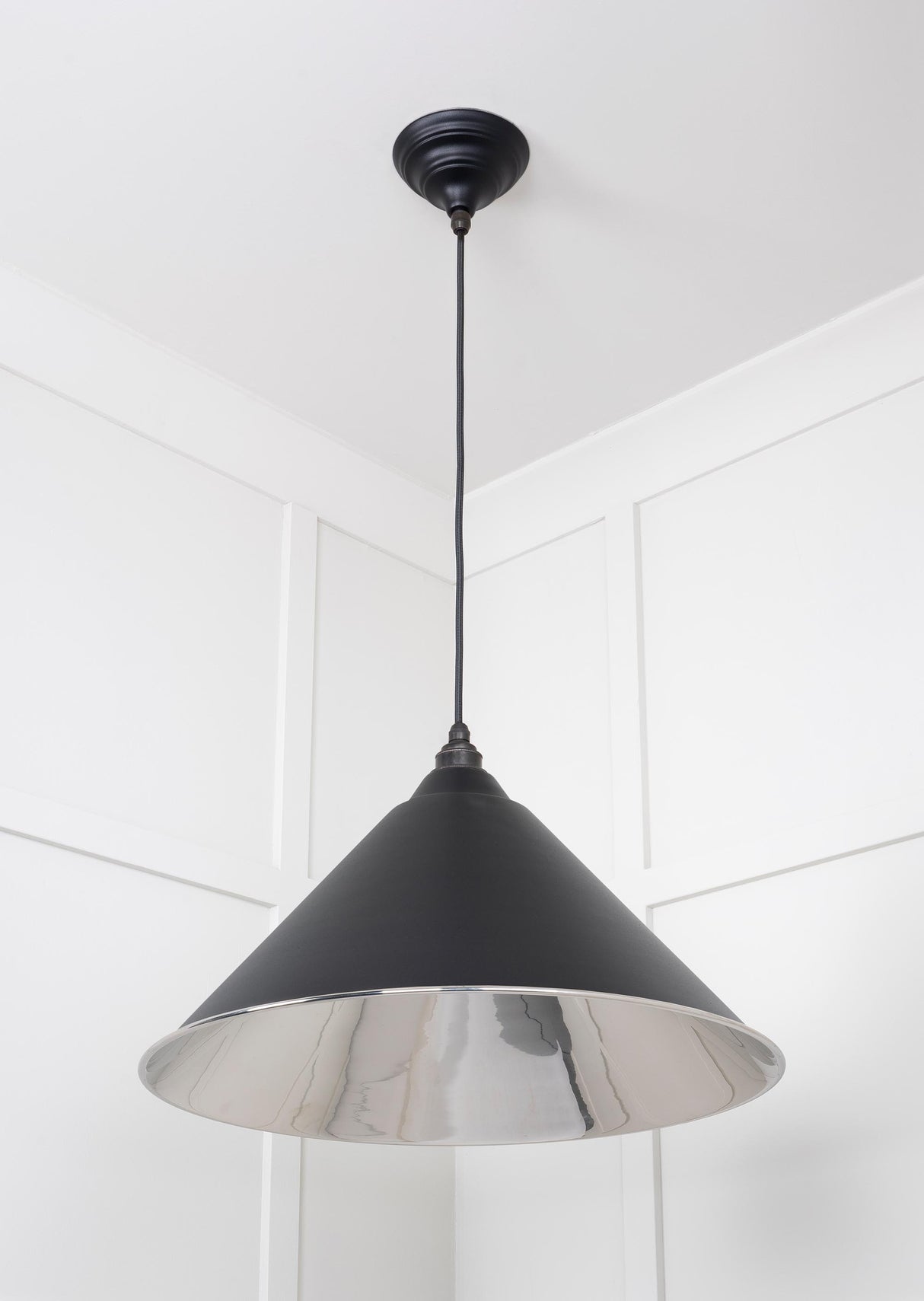 From The Anvil - Smooth Nickel Hockley Pendant in Elan Black | Sku. 49506EB | Trade Door Handles.