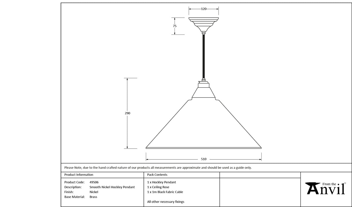 From The Anvil - Smooth Nickel Hockley Pendant | Sku. 49506 | Trade Door Handles.