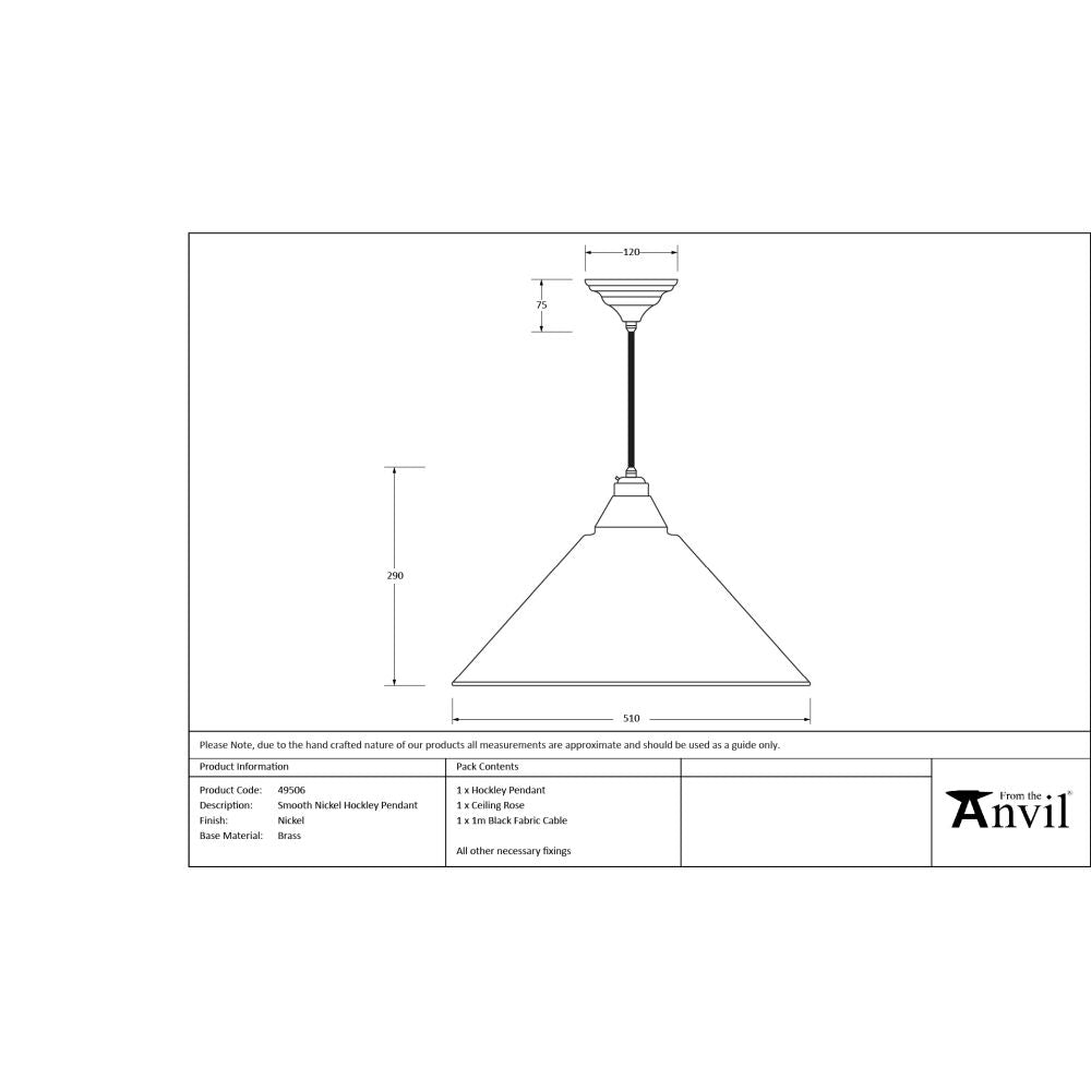 From The Anvil - Smooth Nickel Hockley Pendant | Sku. 49506 | Trade Door Handles.
