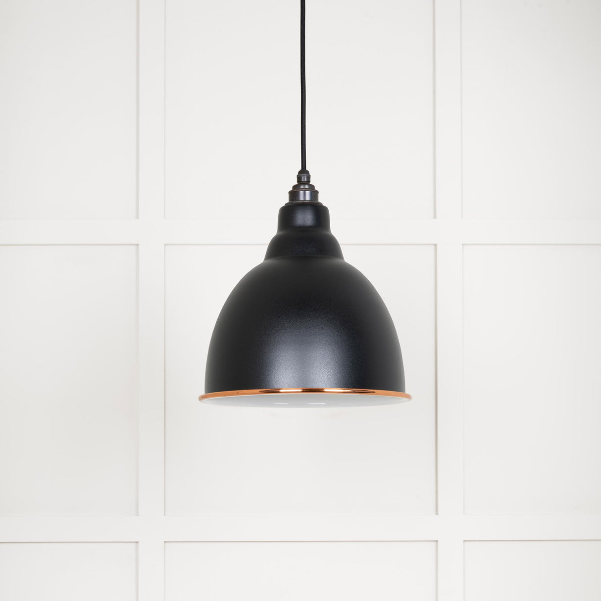 From The Anvil - White Gloss Brindley Pendant in Elan Black | Sku. 49507EB | Trade Door Handles.
