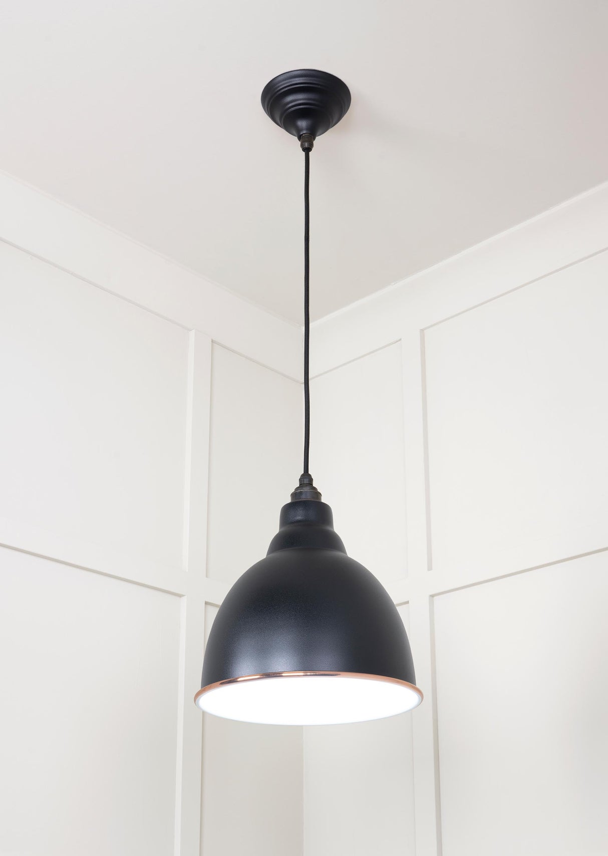 From The Anvil - White Gloss Brindley Pendant in Elan Black | Sku. 49507EB | Trade Door Handles.