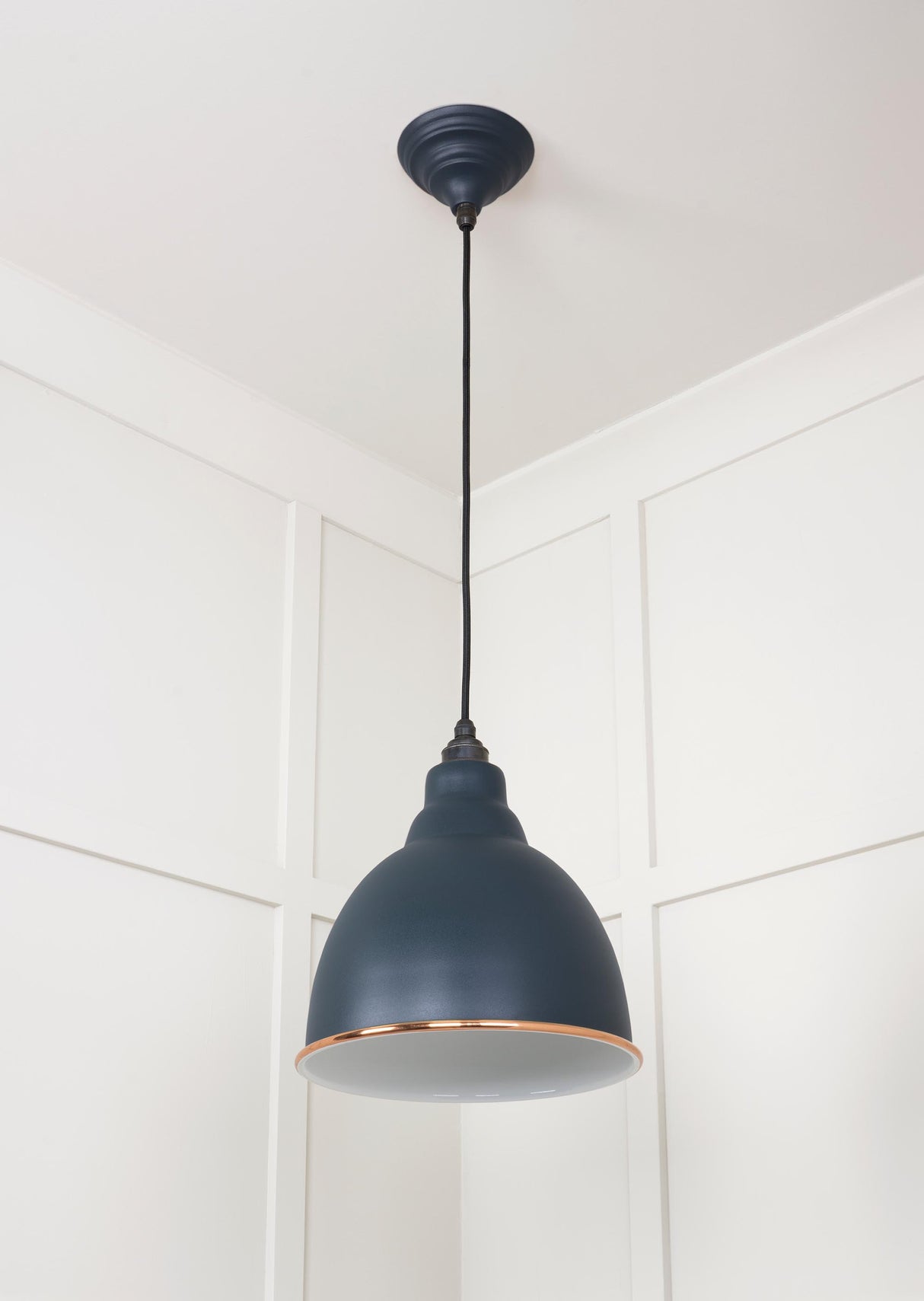 From The Anvil - White Gloss Brindley Pendant in Soot | Sku. 49507SO | Trade Door Handles.
