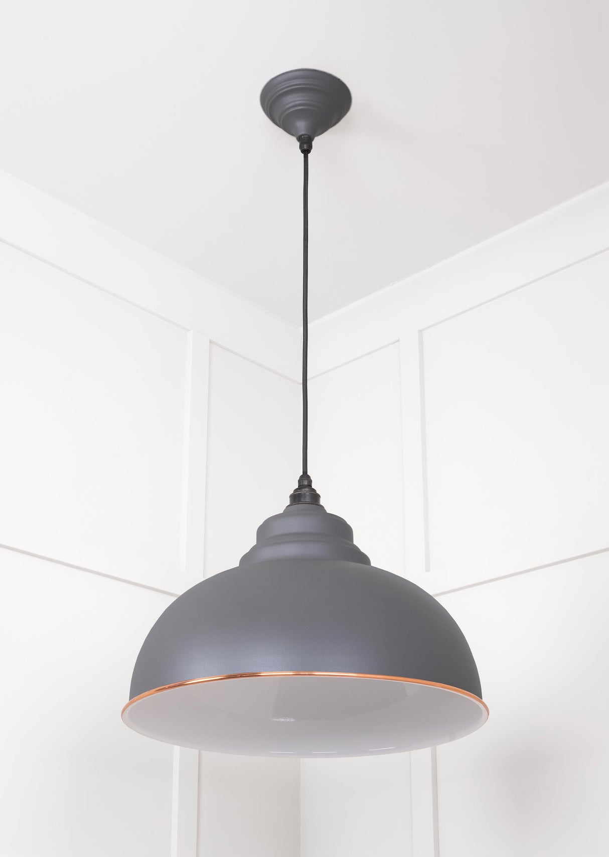 From The Anvil - White Gloss Harborne Pendant in Bluff | Sku. 49508BL | Trade Door Handles.