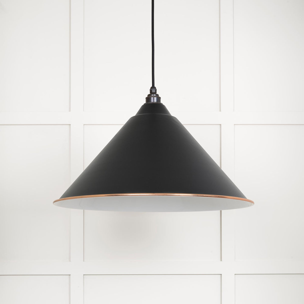 From The Anvil - White Gloss Hockley Pendant in Elan Black | Sku. 49510EB | Trade Door Handles.