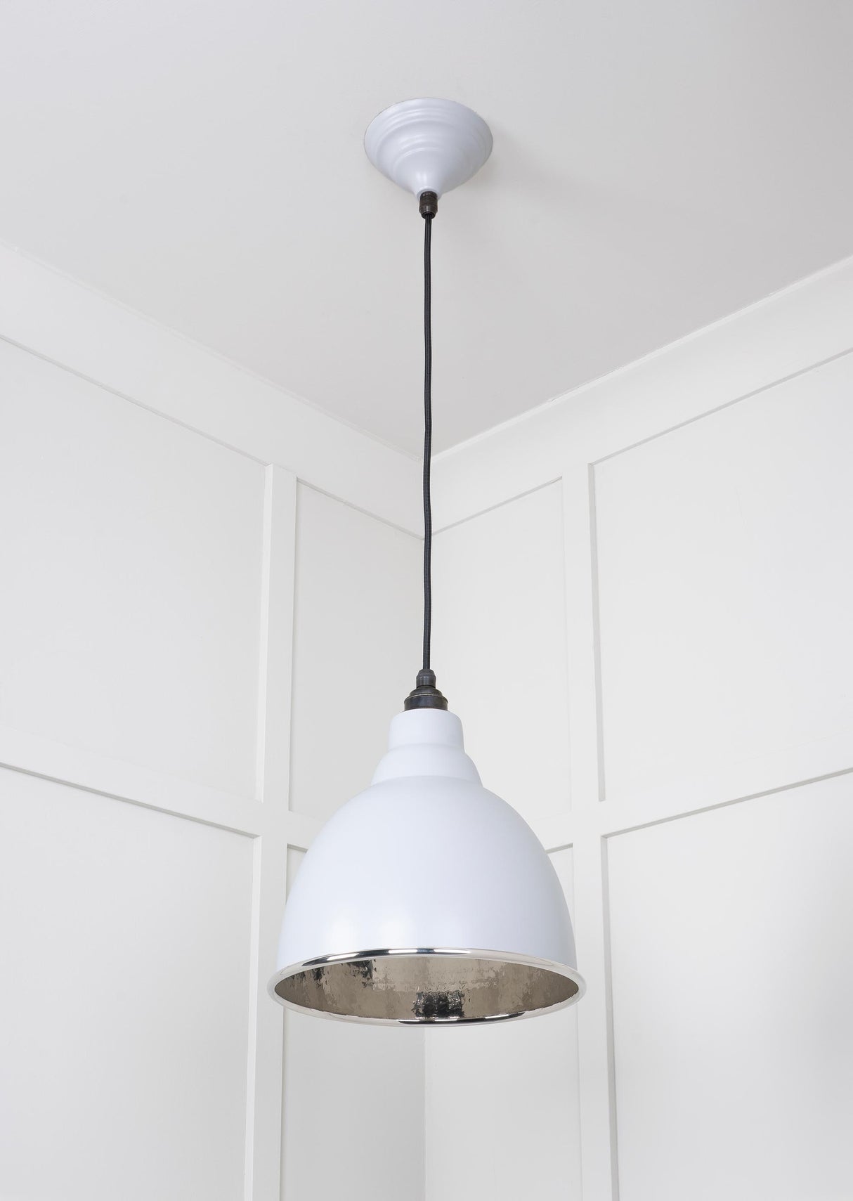 From The Anvil - Hammered Nickel Brindley Pendant in Birch | Sku. 49511BI | Trade Door Handles.