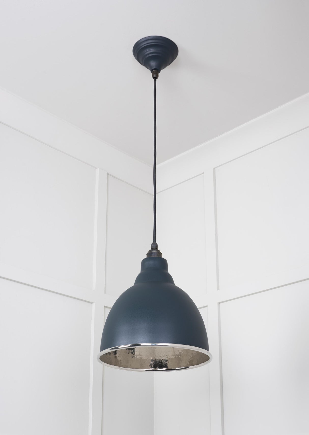 From The Anvil - Hammered Nickel Brindley Pendant in Soot | Sku. 49511SO | Trade Door Handles.