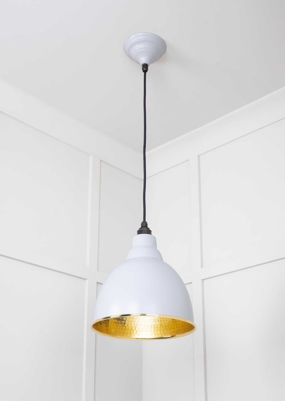 From The Anvil - Hammered Brass Brindley Pendant in Birch | Sku. 49517BI | Trade Door Handles.