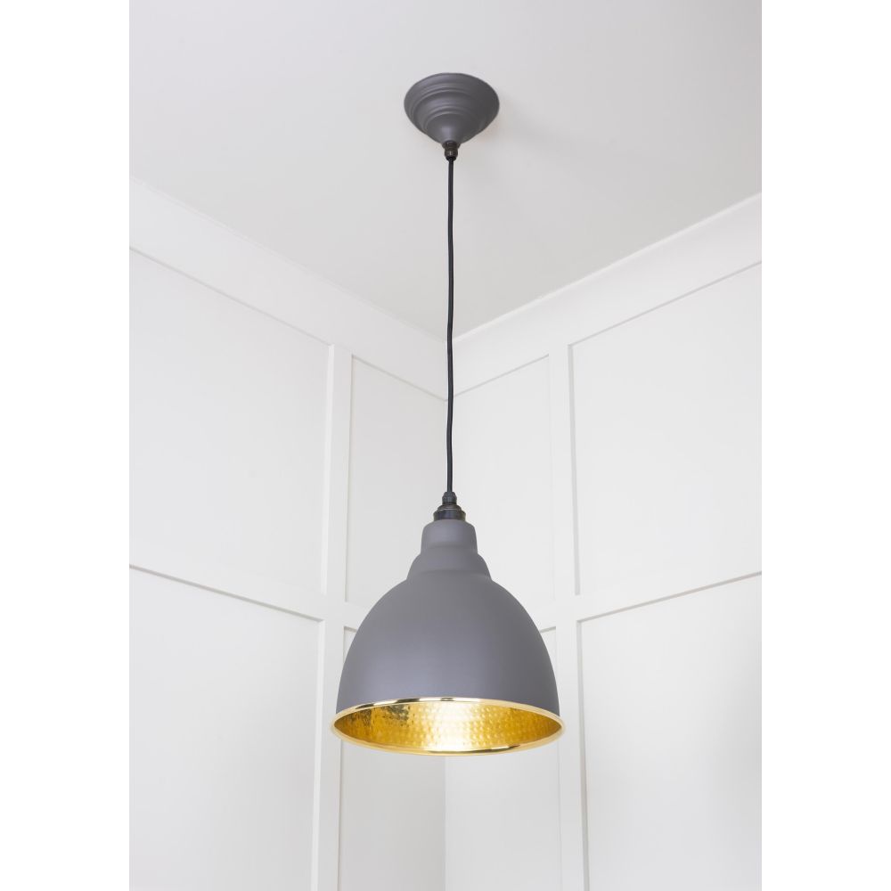 From The Anvil - Hammered Brass Brindley Pendant in Bluff | Sku. 49517BL | Trade Door Handles.