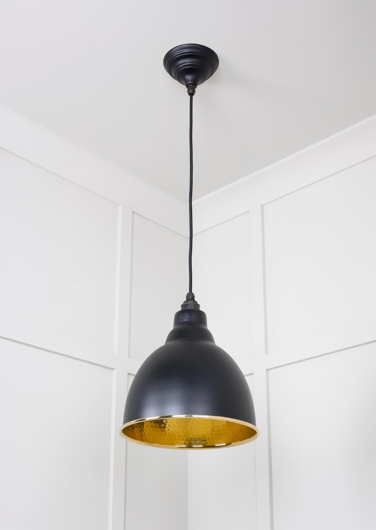 From The Anvil - Hammered Brass Brindley Pendant in Elan Black | Sku. 49517EB | Trade Door Handles.