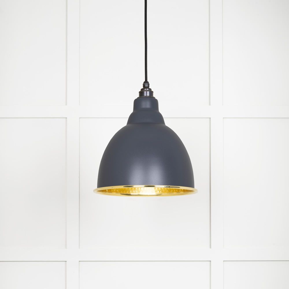 From The Anvil - Hammered Brass Brindley Pendant in Slate | Sku. 49517SL | Trade Door Handles.