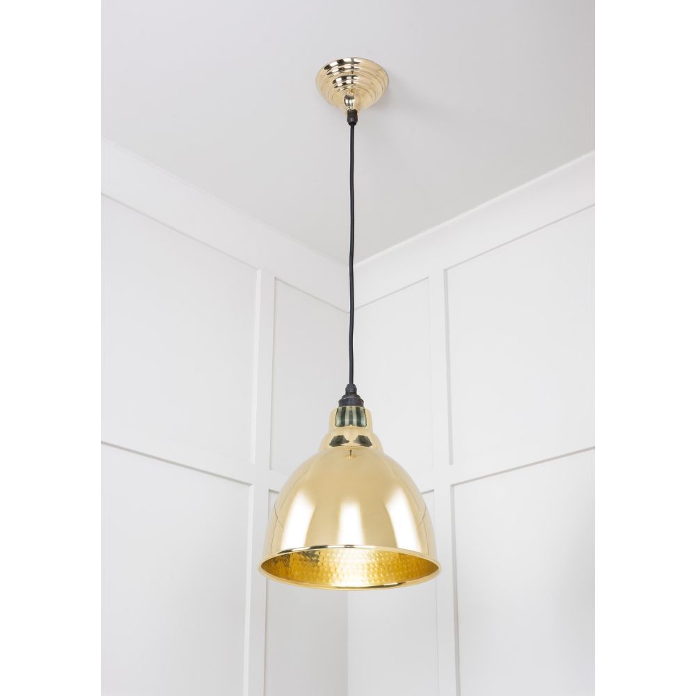 From The Anvil - Hammered Brass Brindley Pendant | Sku. 49517 | Trade Door Handles.