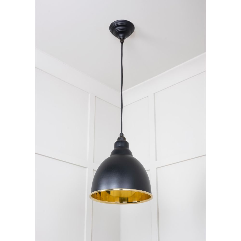 From The Anvil - Smooth Brass Brindley Pendant in Elan Black | Sku. 49518EB | Trade Door Handles.