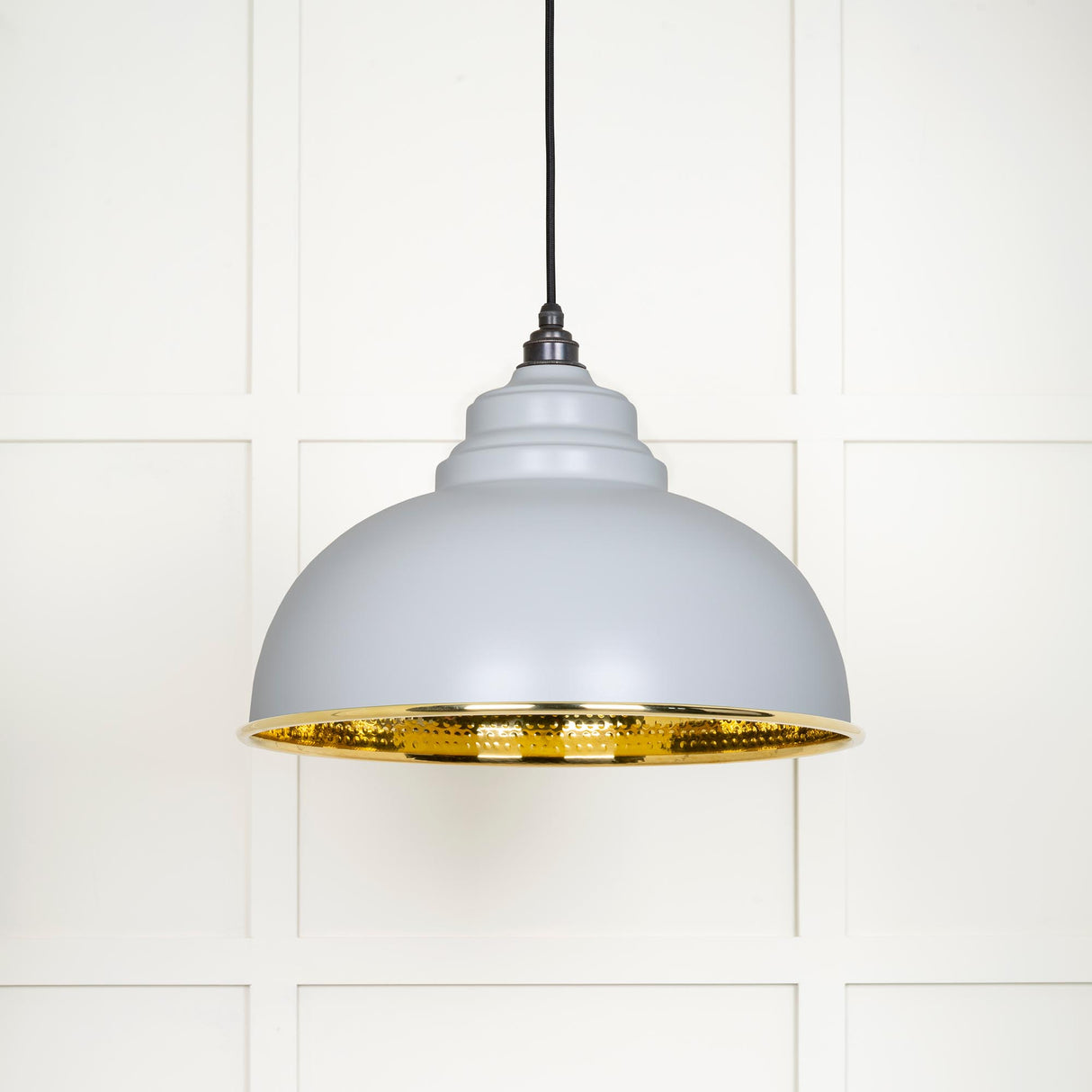 From The Anvil - Hammered Brass Harborne Pendant in Birch | Sku. 49521BI | Trade Door Handles.