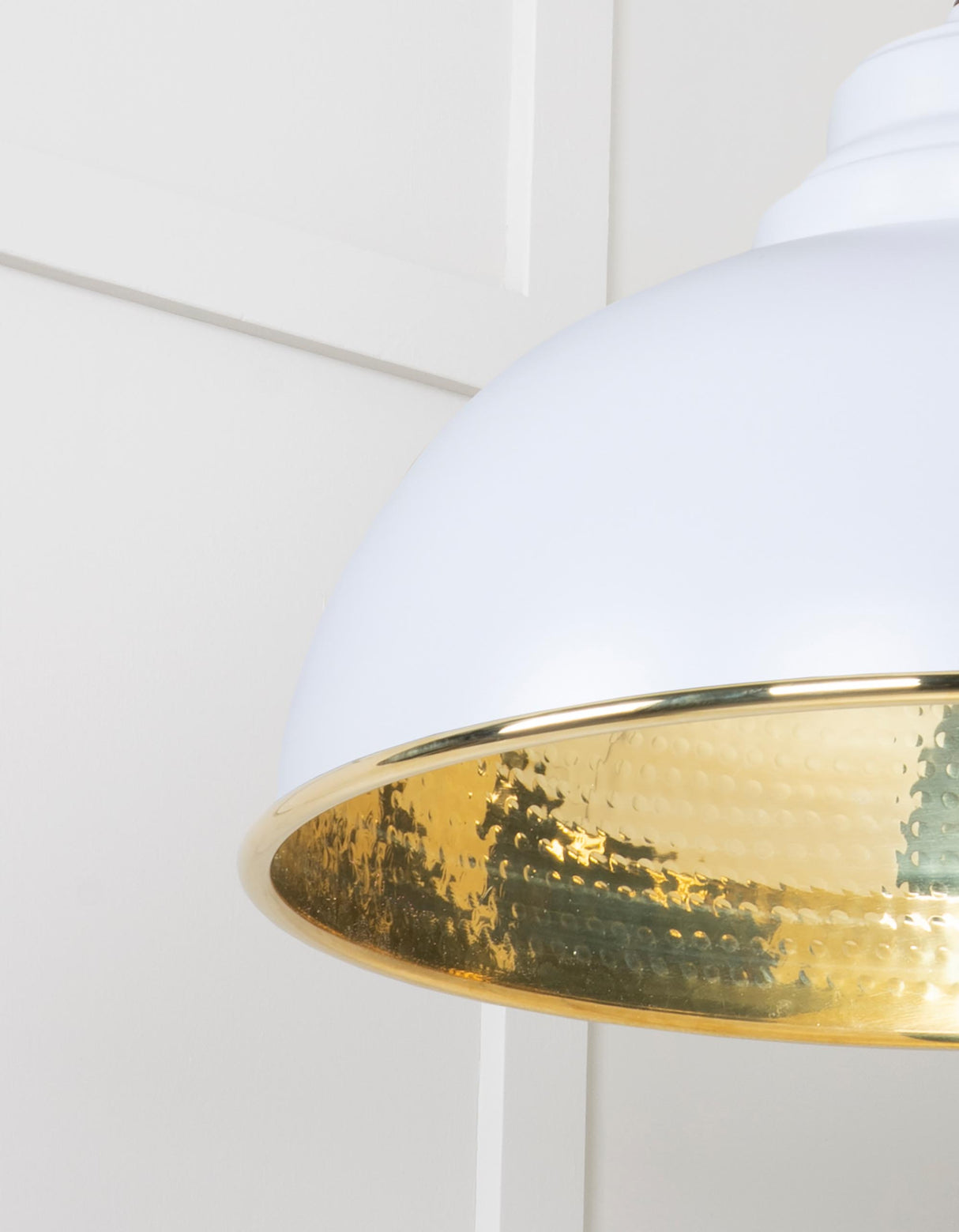 From The Anvil - Hammered Brass Harborne Pendant in Birch | Sku. 49521BI | Trade Door Handles.