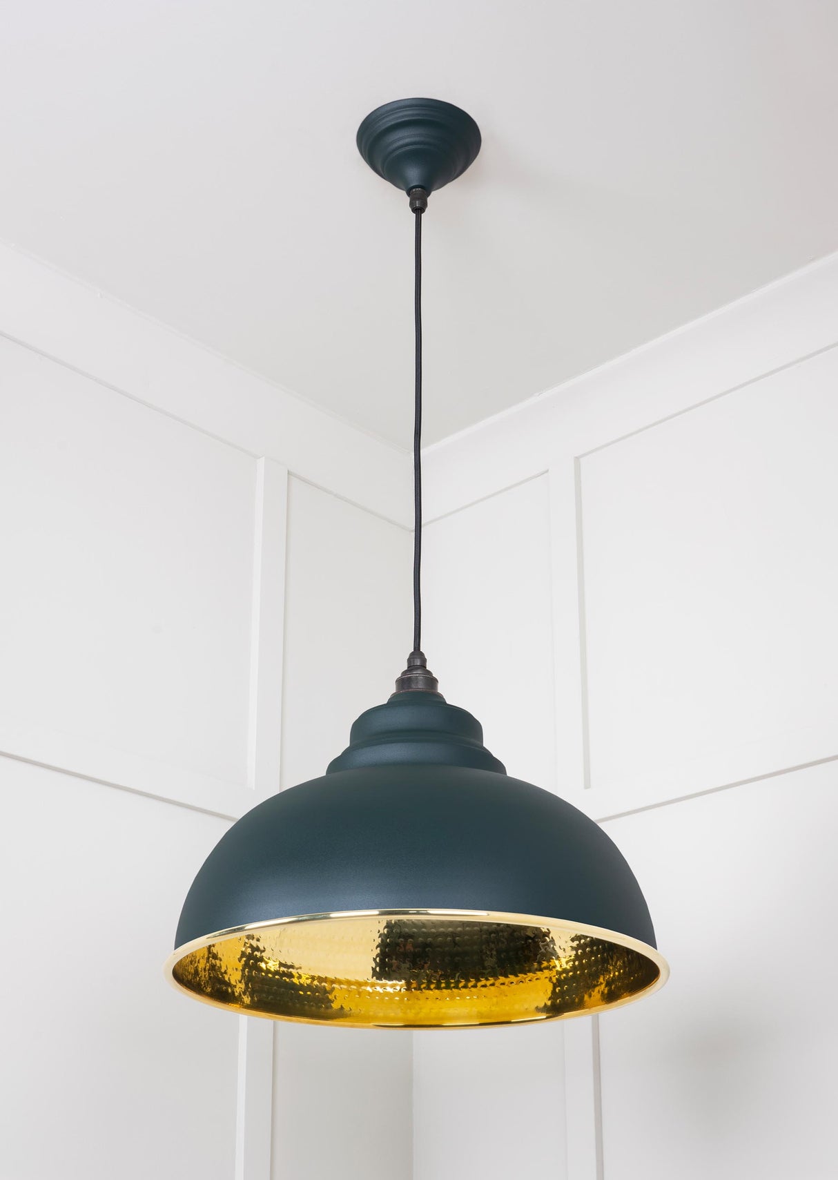 From The Anvil - Hammered Brass Harborne Pendant in Dingle | Sku. 49521DI | Trade Door Handles.