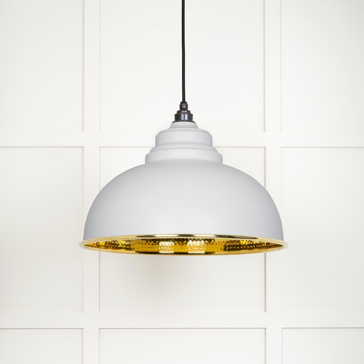 From The Anvil - Hammered Brass Harborne Pendant in Flock | Sku. 49521F | Trade Door Handles.