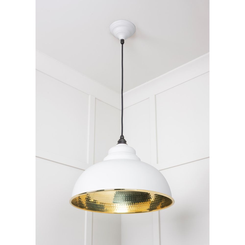From The Anvil - Hammered Brass Harborne Pendant in Flock | Sku. 49521F | Trade Door Handles.