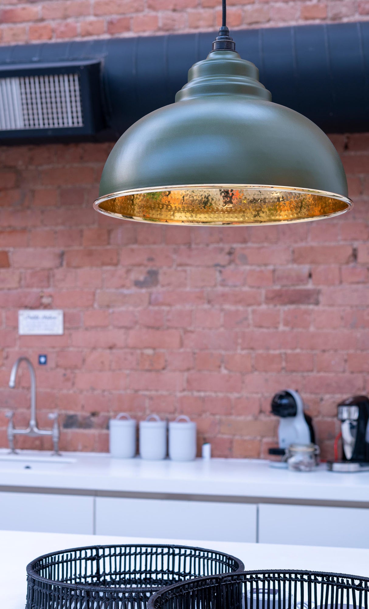 From The Anvil - Hammered Brass Harborne Pendant in Heath | Sku. 49521H | Trade Door Handles.