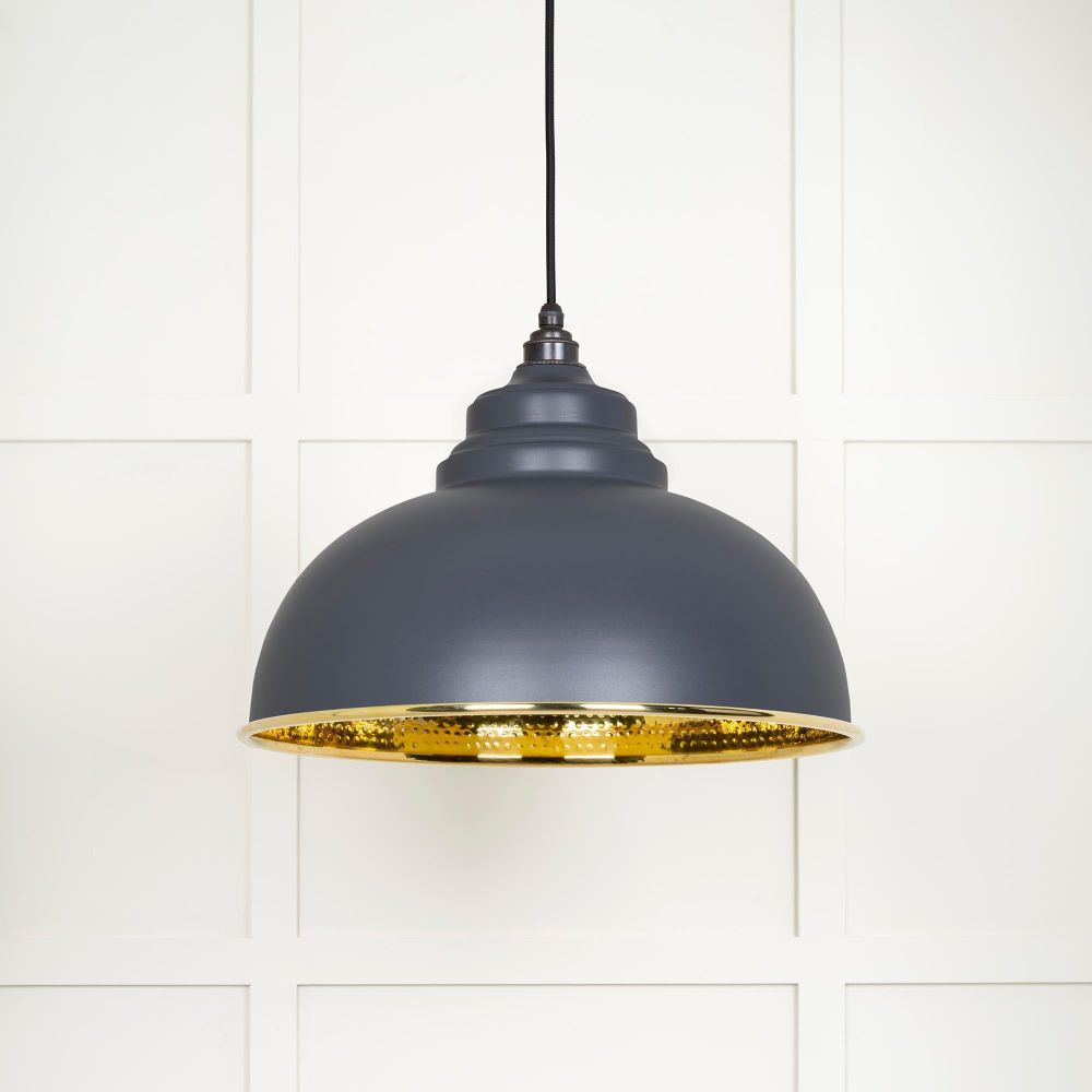 From The Anvil - Hammered Brass Harborne Pendant in Slate | Sku. 49521SL | Trade Door Handles.