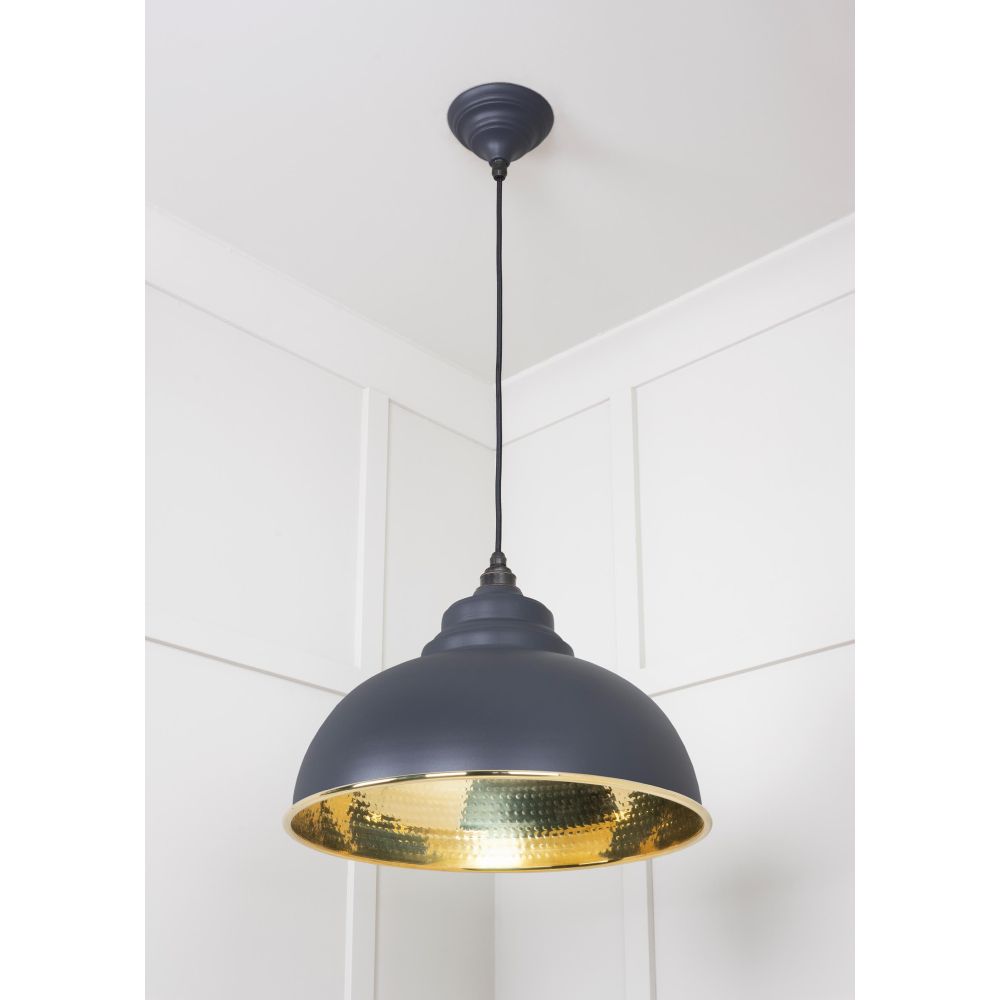 From The Anvil - Hammered Brass Harborne Pendant in Slate | Sku. 49521SL | Trade Door Handles.