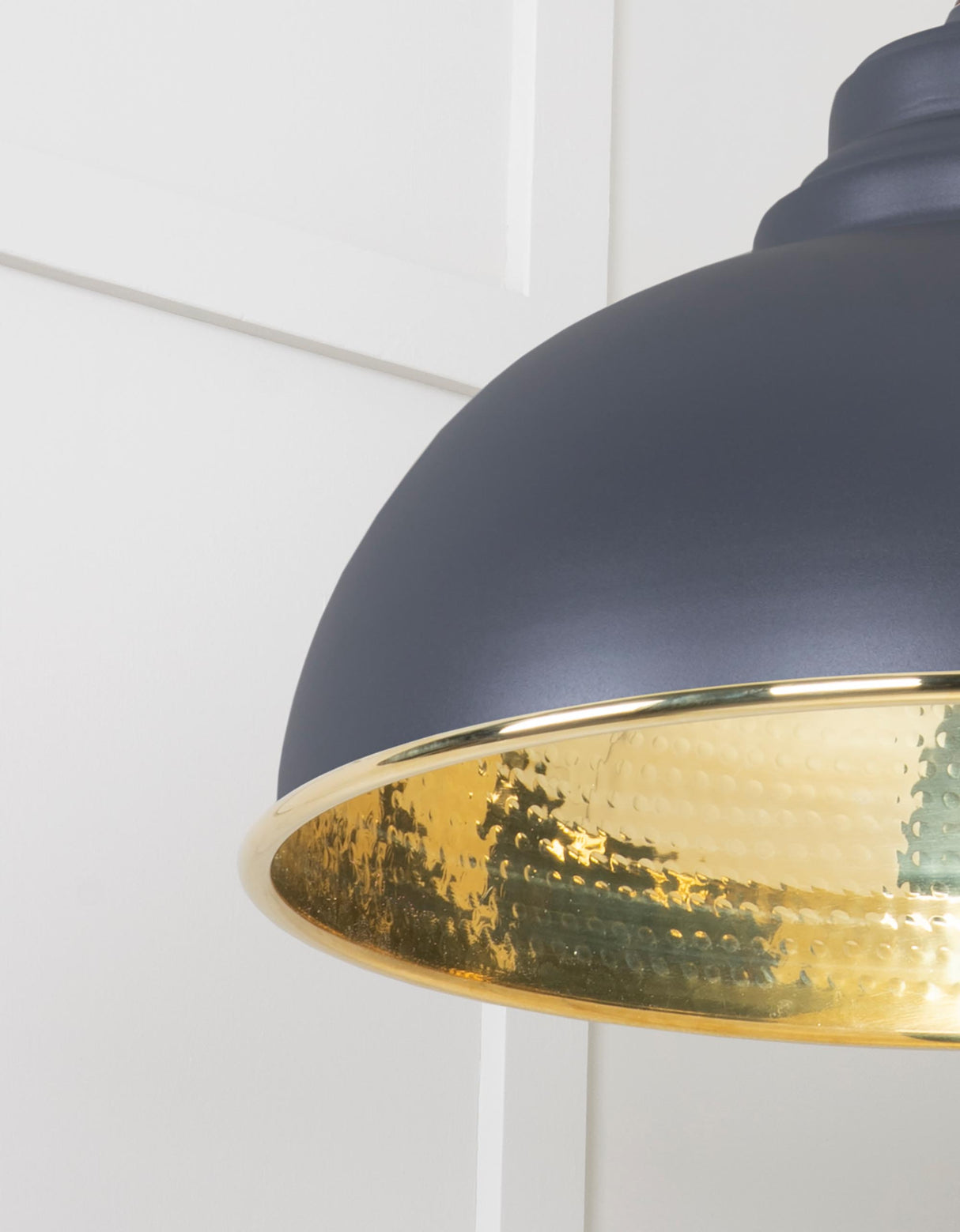 From The Anvil - Hammered Brass Harborne Pendant in Slate | Sku. 49521SL | Trade Door Handles.