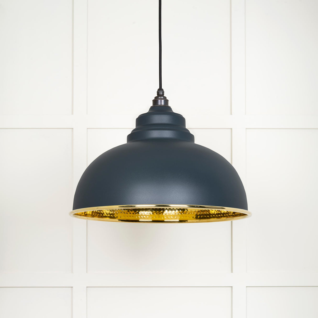 From The Anvil - Hammered Brass Harborne Pendant in Soot | Sku. 49521SO | Trade Door Handles.