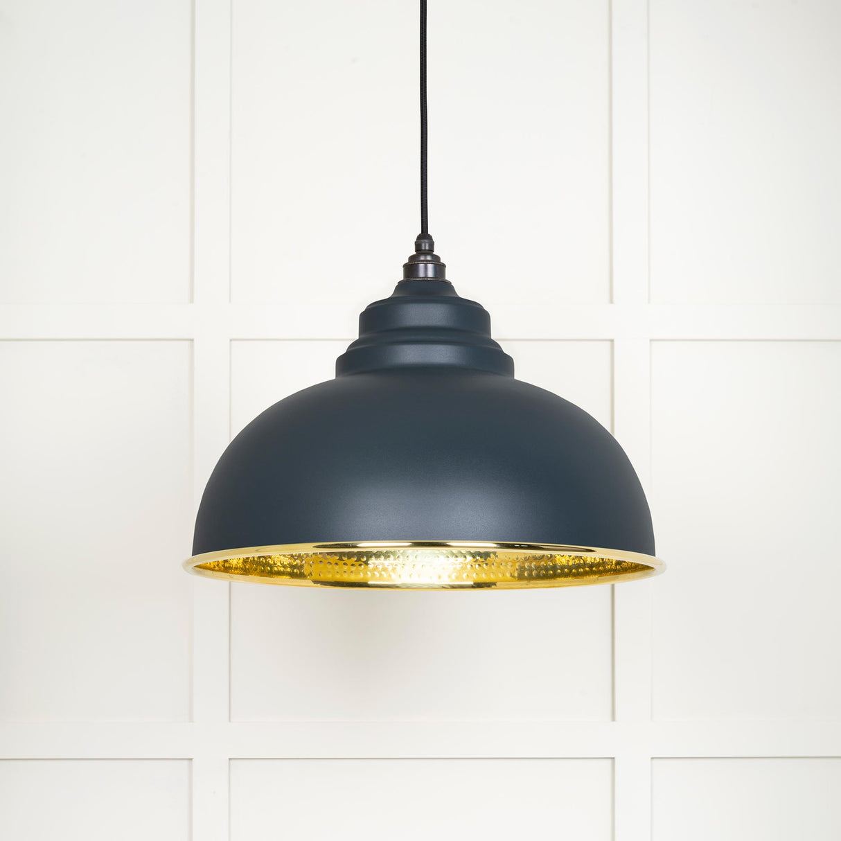 From The Anvil - Hammered Brass Harborne Pendant in Soot | Sku. 49521SO | Trade Door Handles.