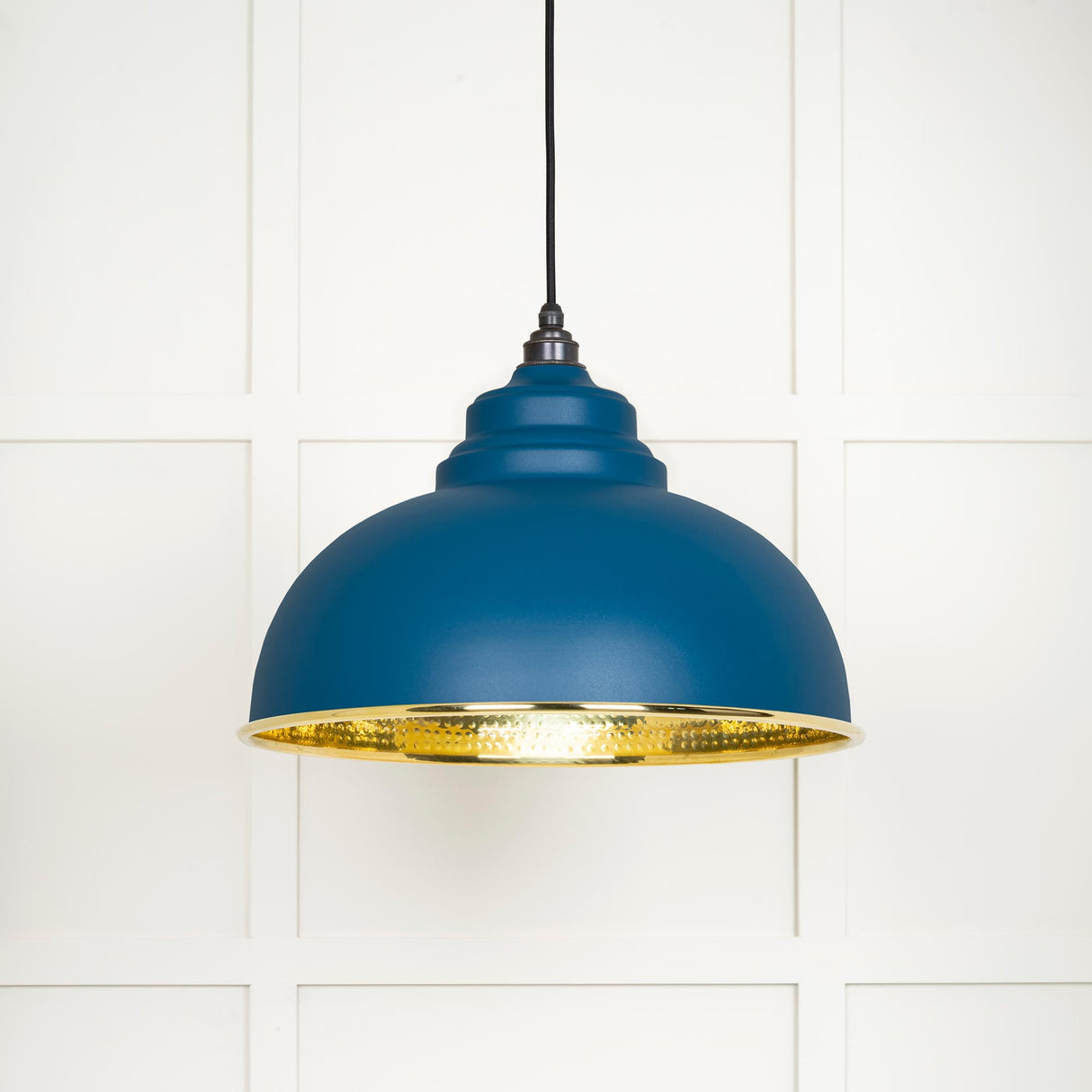 From The Anvil - Hammered Brass Harborne Pendant in Upstream | Sku. 49521U | Trade Door Handles.