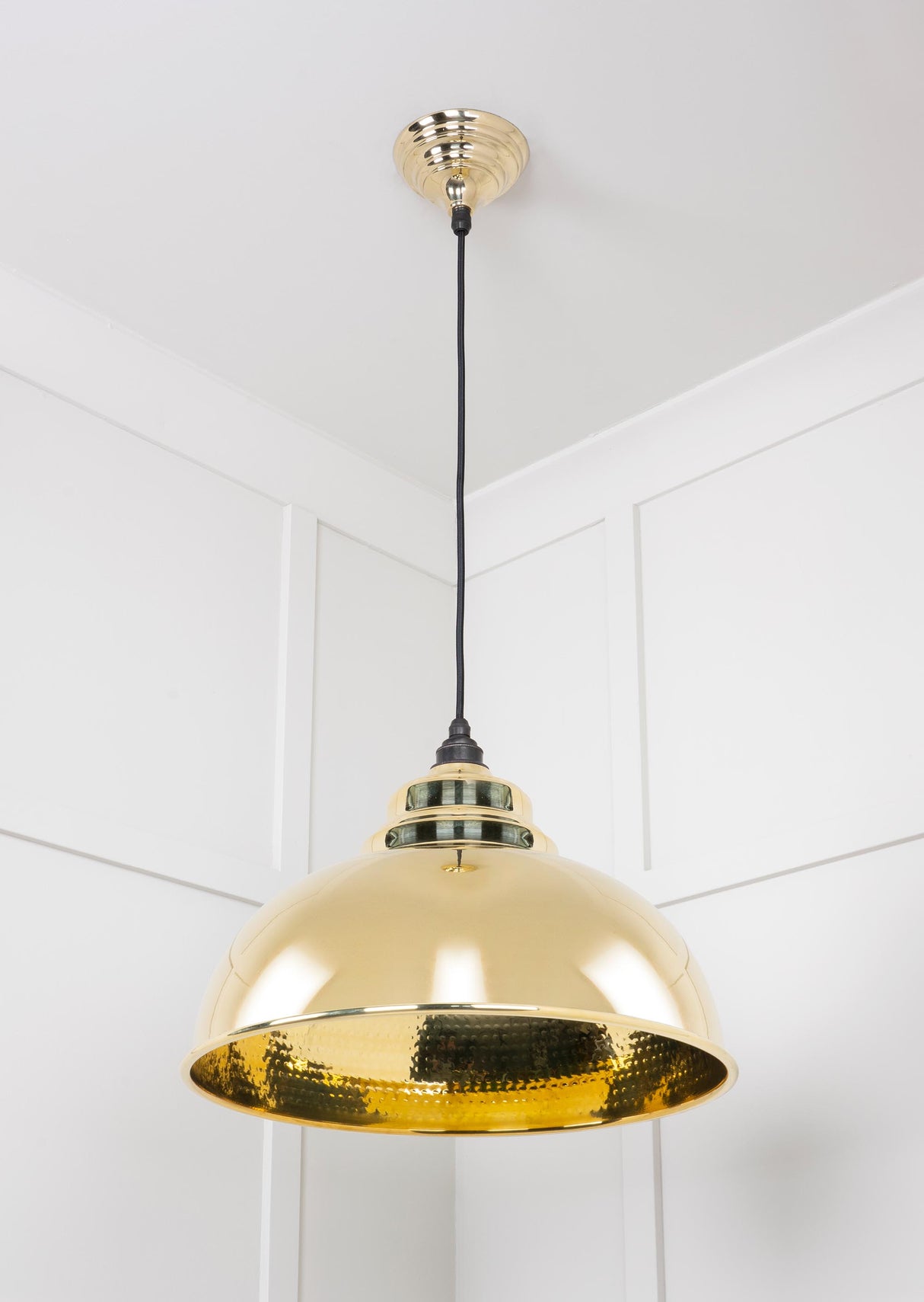 From The Anvil - Hammered Brass Harborne Pendant | Sku. 49521 | Trade Door Handles.
