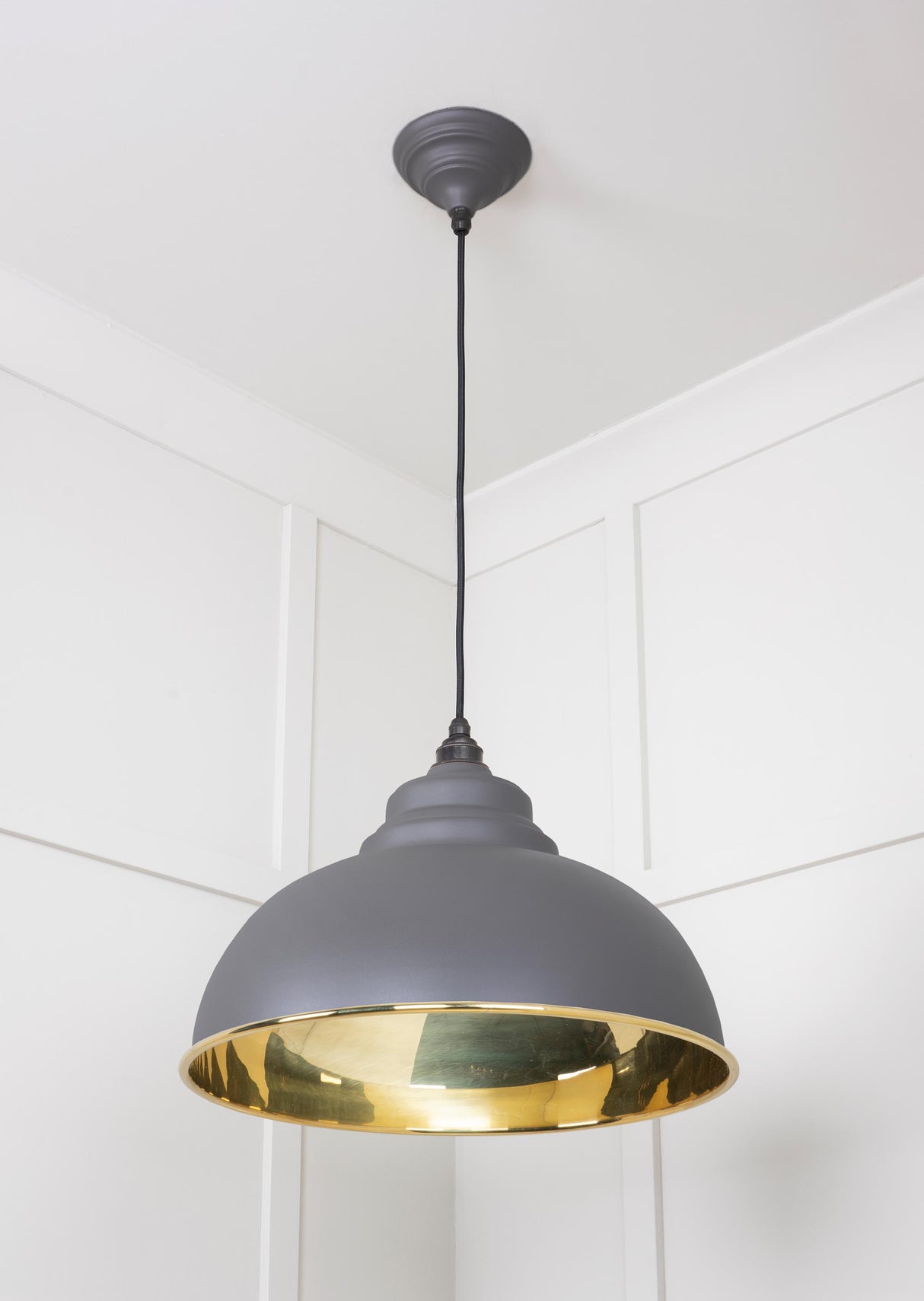 From The Anvil - Smooth Brass Harborne Pendant in Bluff | Sku. 49522BL | Trade Door Handles.
