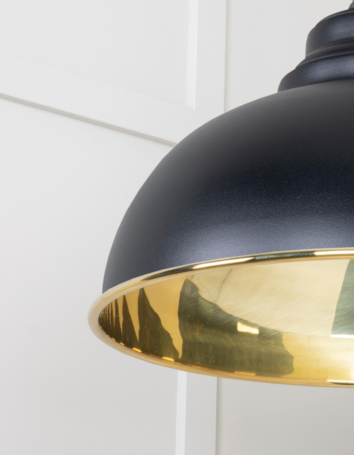 From The Anvil - Smooth Brass Harborne Pendant in Elan Black | Sku. 49522EB | Trade Door Handles.