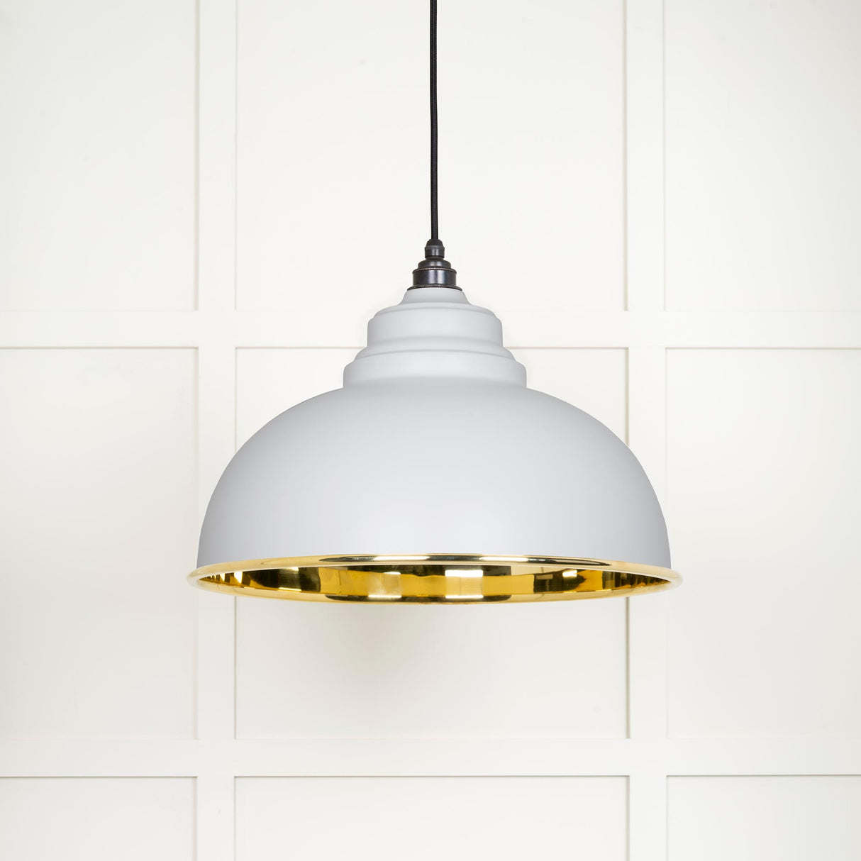 From The Anvil - Smooth Brass Harborne Pendant in Flock | Sku. 49522F | Trade Door Handles.