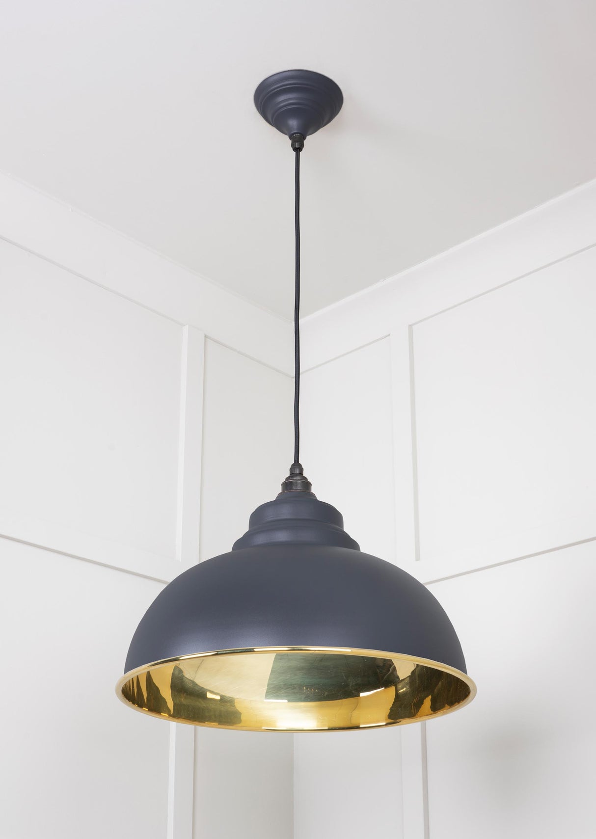From The Anvil - Smooth Brass Harborne Pendant in Slate | Sku. 49522SL | Trade Door Handles.