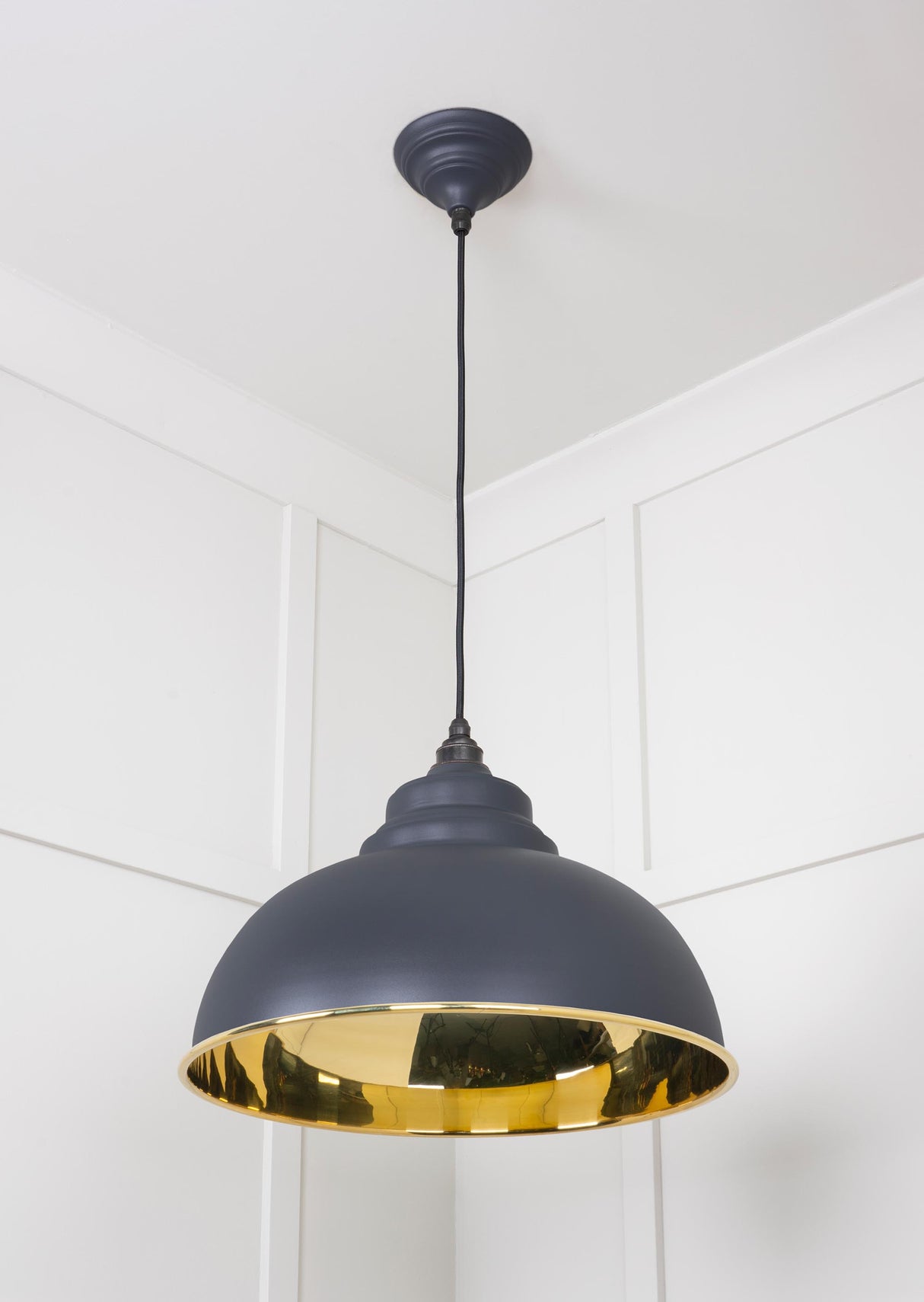 From The Anvil - Smooth Brass Harborne Pendant in Slate | Sku. 49522SL | Trade Door Handles.