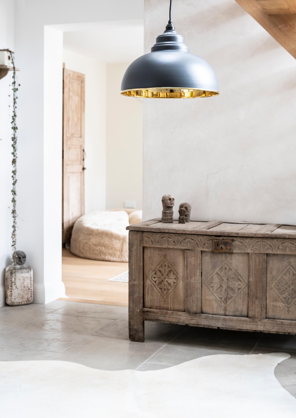 From The Anvil - Smooth Brass Harborne Pendant in Slate | Sku. 49522SL | Trade Door Handles.