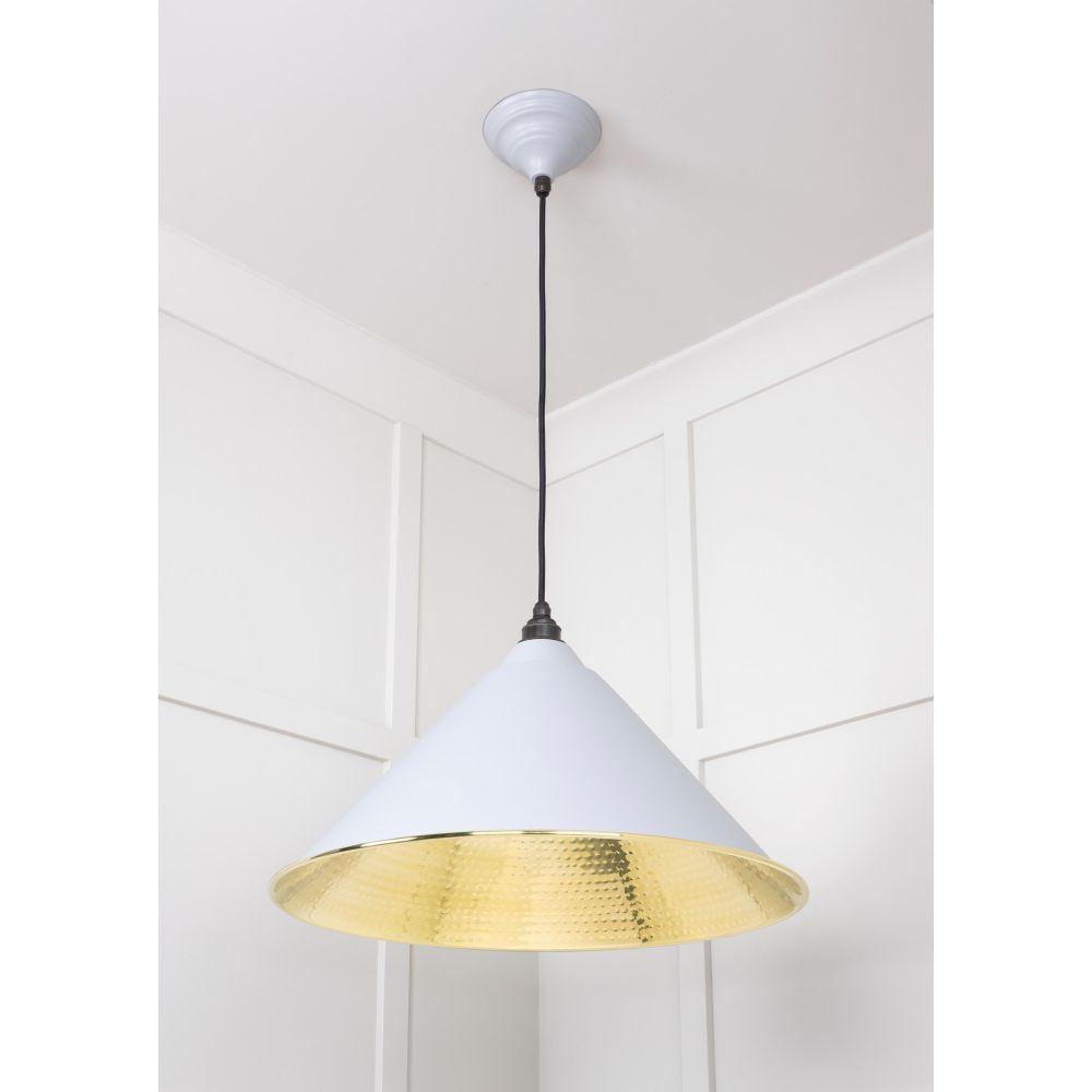 From The Anvil - Hammered Brass Hockley Pendant in Birch | Sku. 49523BI | Trade Door Handles.