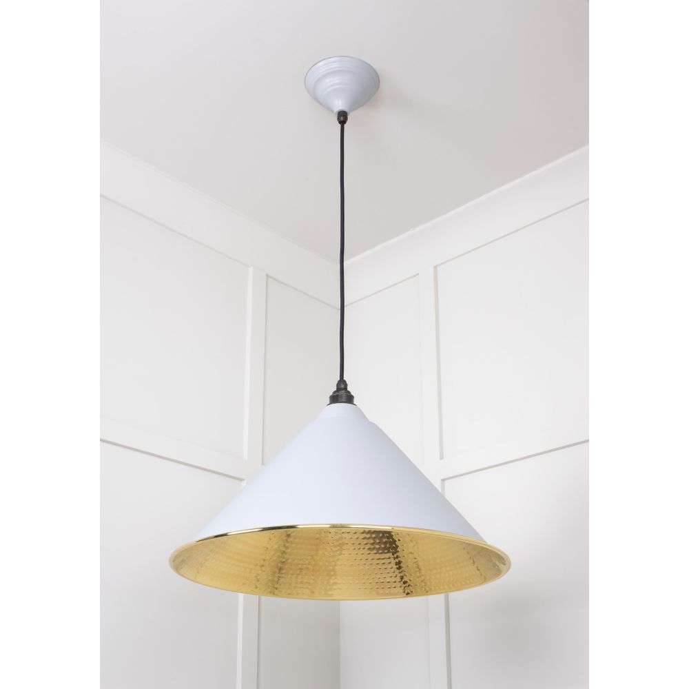 From The Anvil - Hammered Brass Hockley Pendant in Birch | Sku. 49523BI | Trade Door Handles.