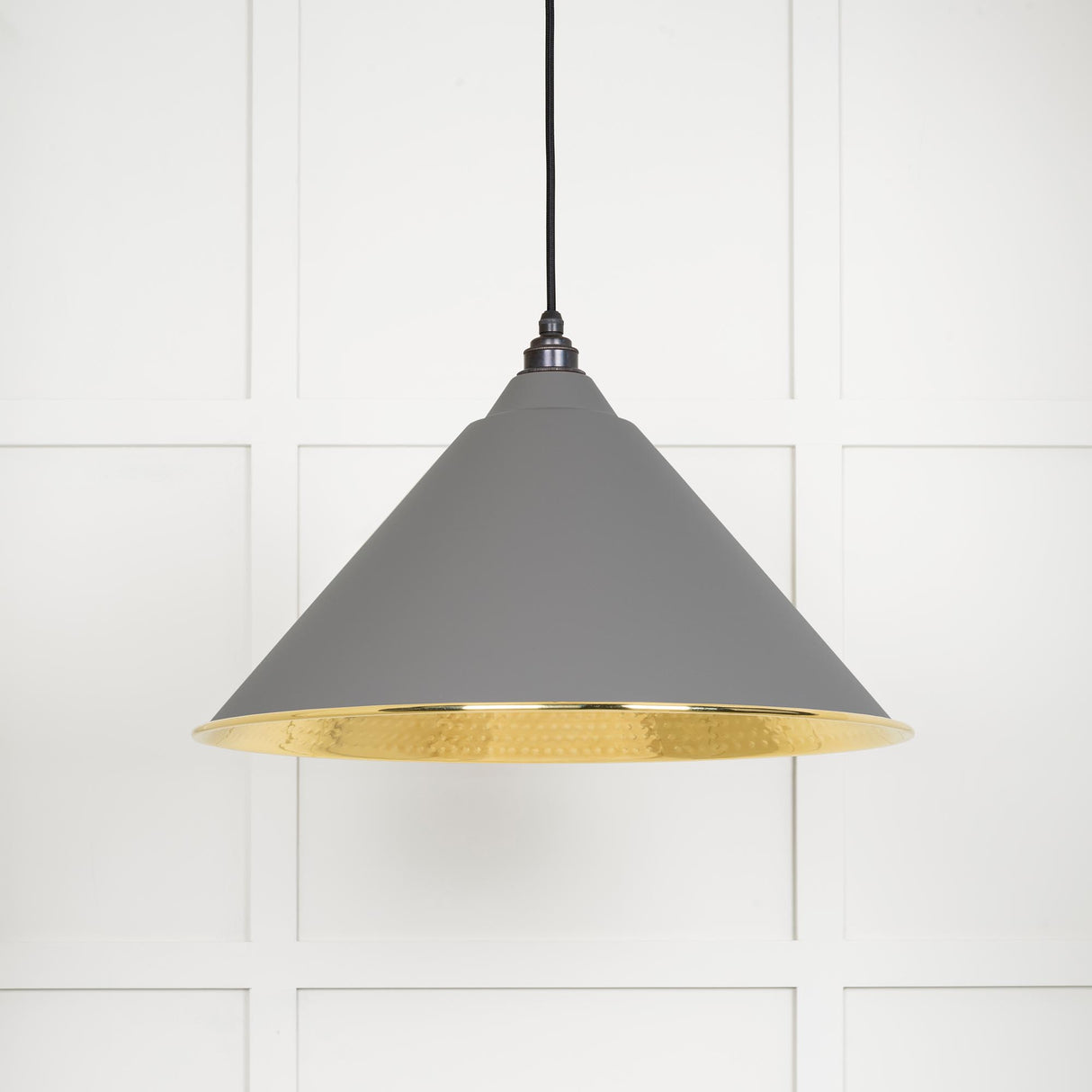 From The Anvil - Hammered Brass Hockley Pendant in Bluff | Sku. 49523BL | Trade Door Handles.