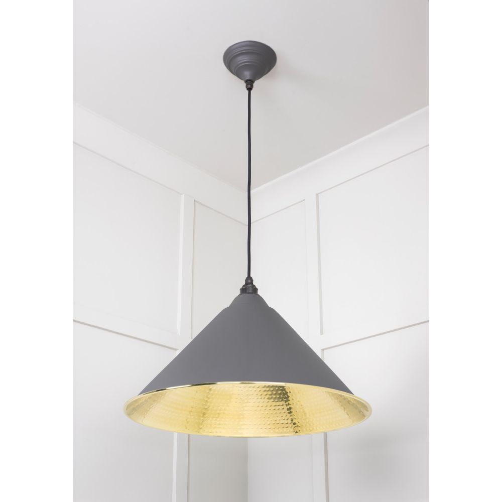 From The Anvil - Hammered Brass Hockley Pendant in Bluff | Sku. 49523BL | Trade Door Handles.