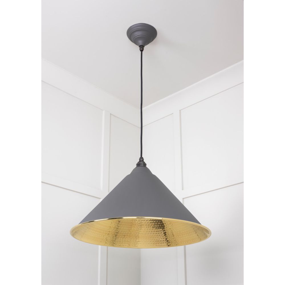 From The Anvil - Hammered Brass Hockley Pendant in Bluff | Sku. 49523BL | Trade Door Handles.