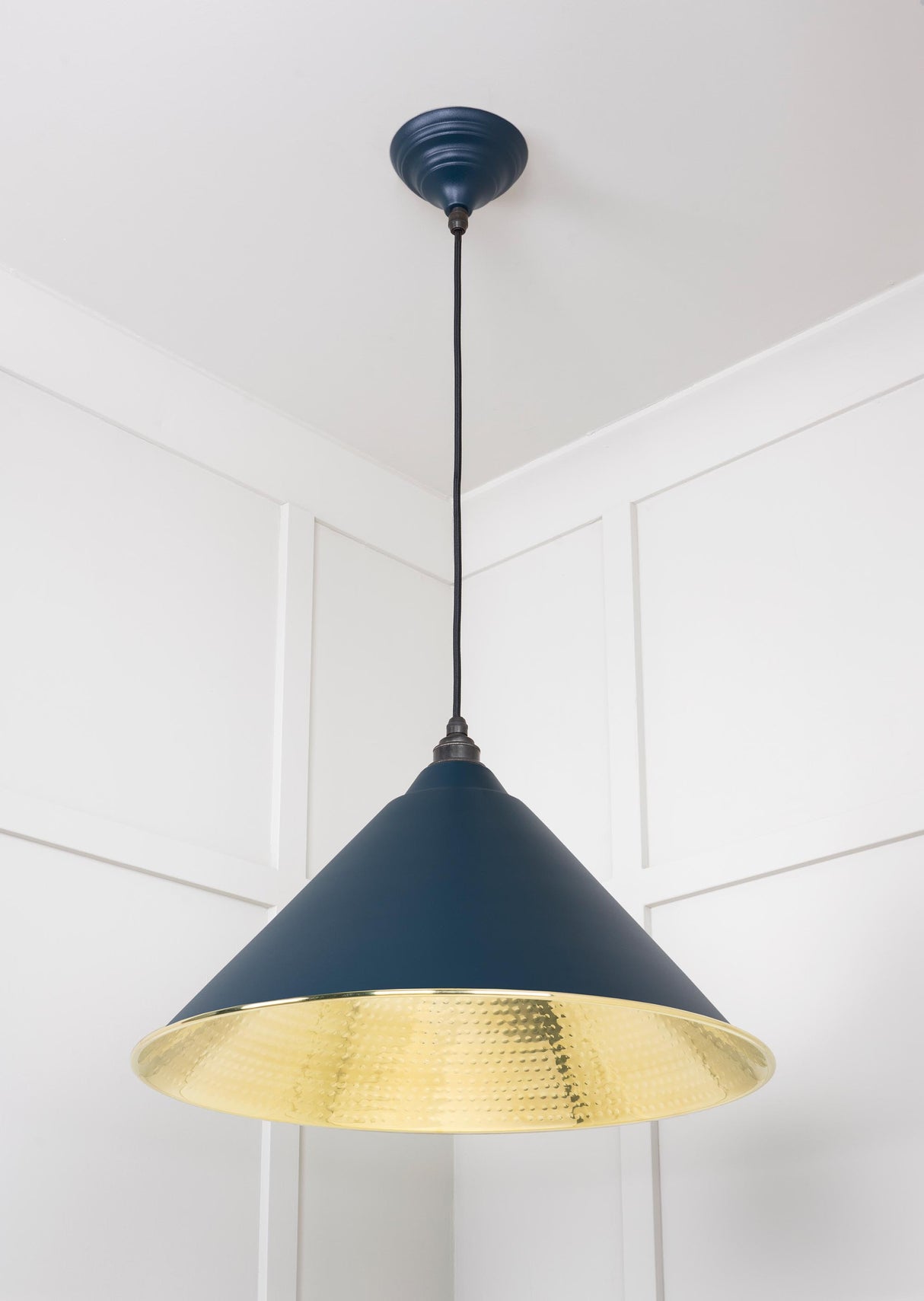 From The Anvil - Hammered Brass Hockley Pendant in Dusk | Sku. 49523DU | Trade Door Handles.