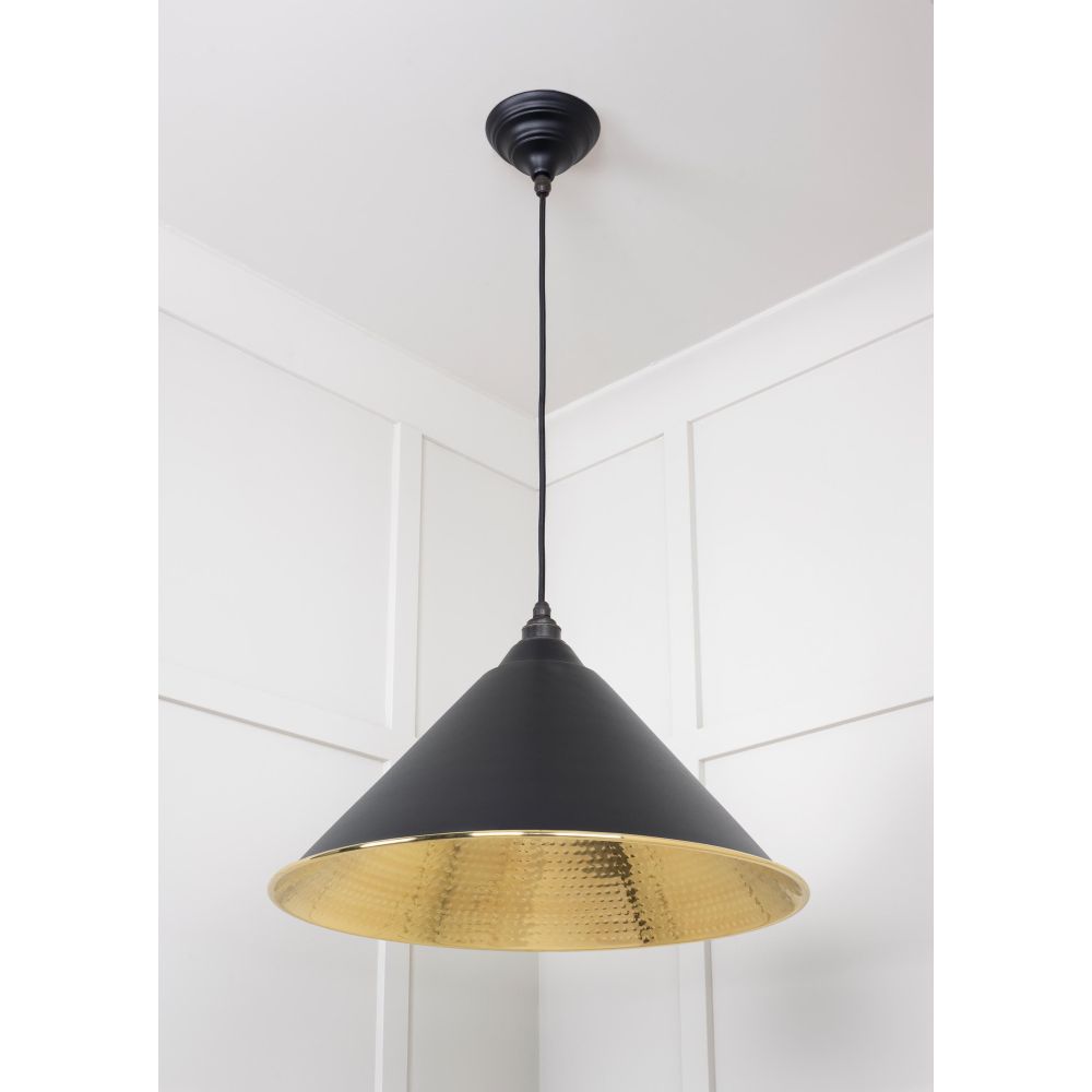 From The Anvil - Hammered Brass Hockley Pendant in Elan Black | Sku. 49523EB | Trade Door Handles.
