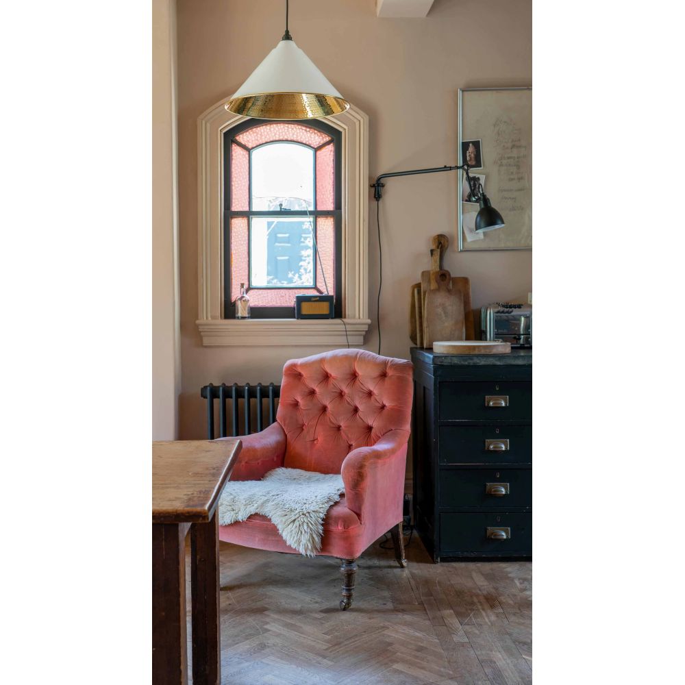 From The Anvil - Hammered Brass Hockley Pendant in Flock | Sku. 49523F | Trade Door Handles.