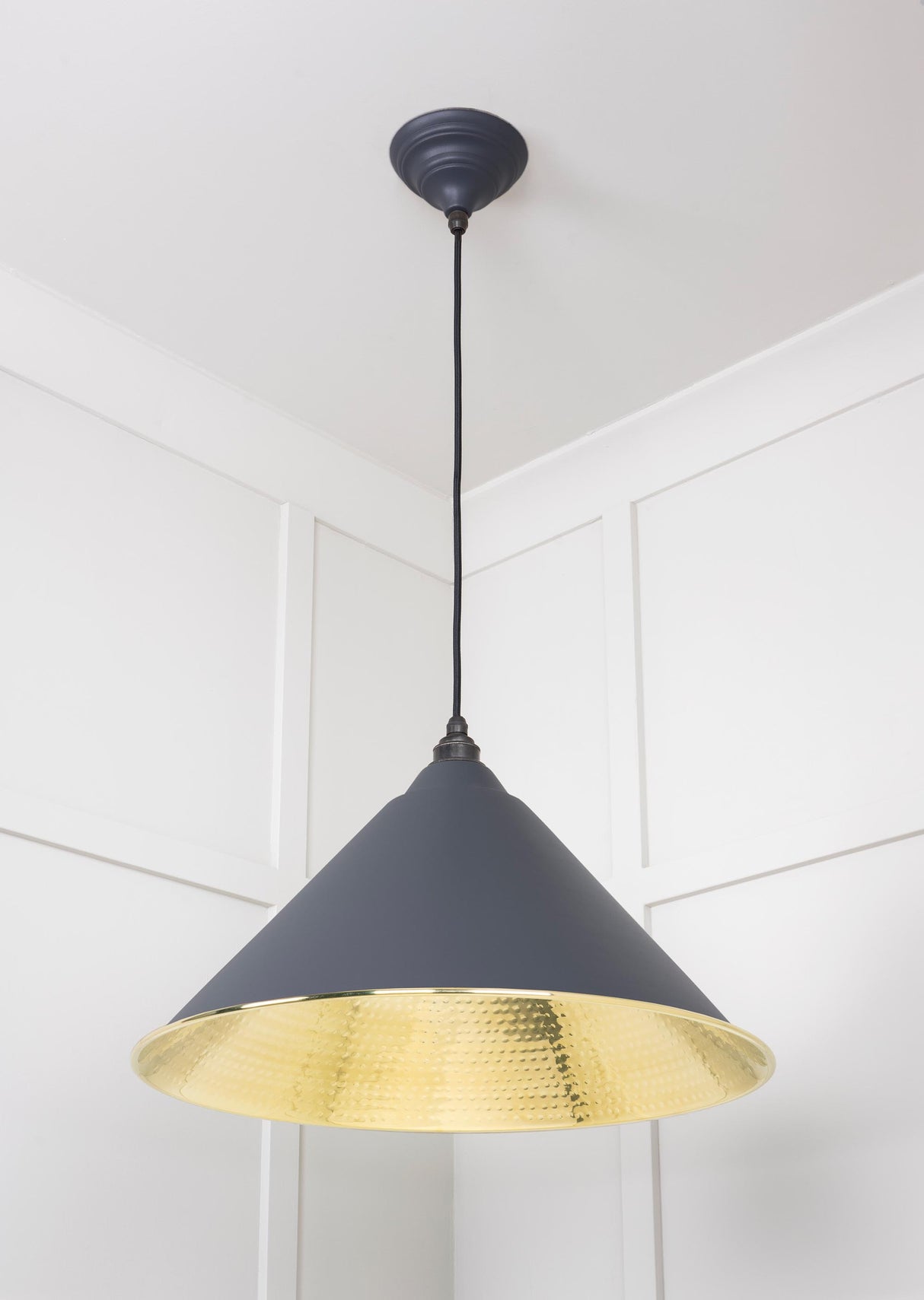 From The Anvil - Hammered Brass Hockley Pendant in Slate | Sku. 49523SL | Trade Door Handles.