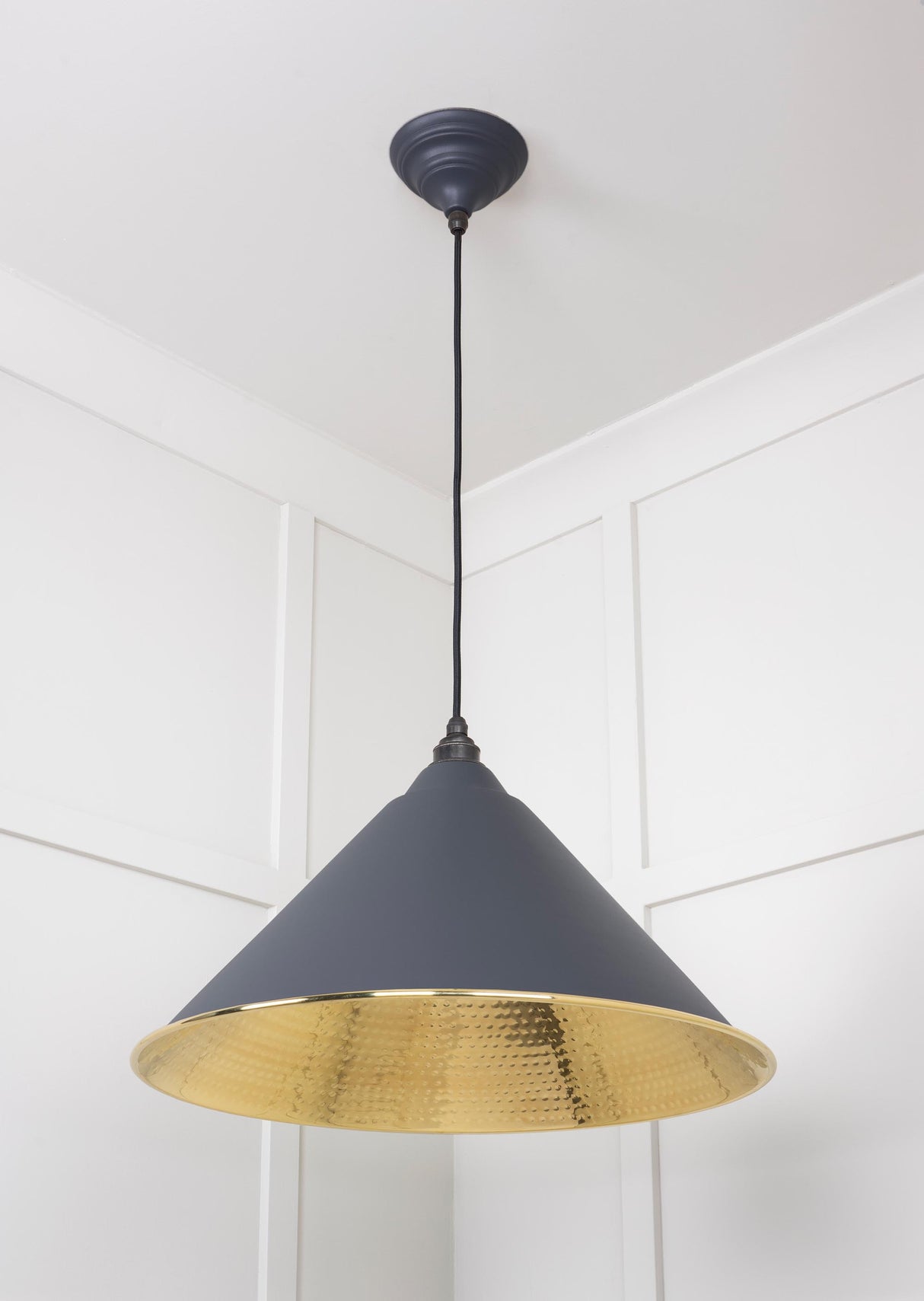 From The Anvil - Hammered Brass Hockley Pendant in Slate | Sku. 49523SL | Trade Door Handles.