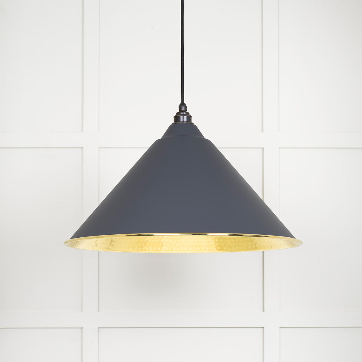 From The Anvil - Hammered Brass Hockley Pendant in Slate | Sku. 49523SL | Trade Door Handles.