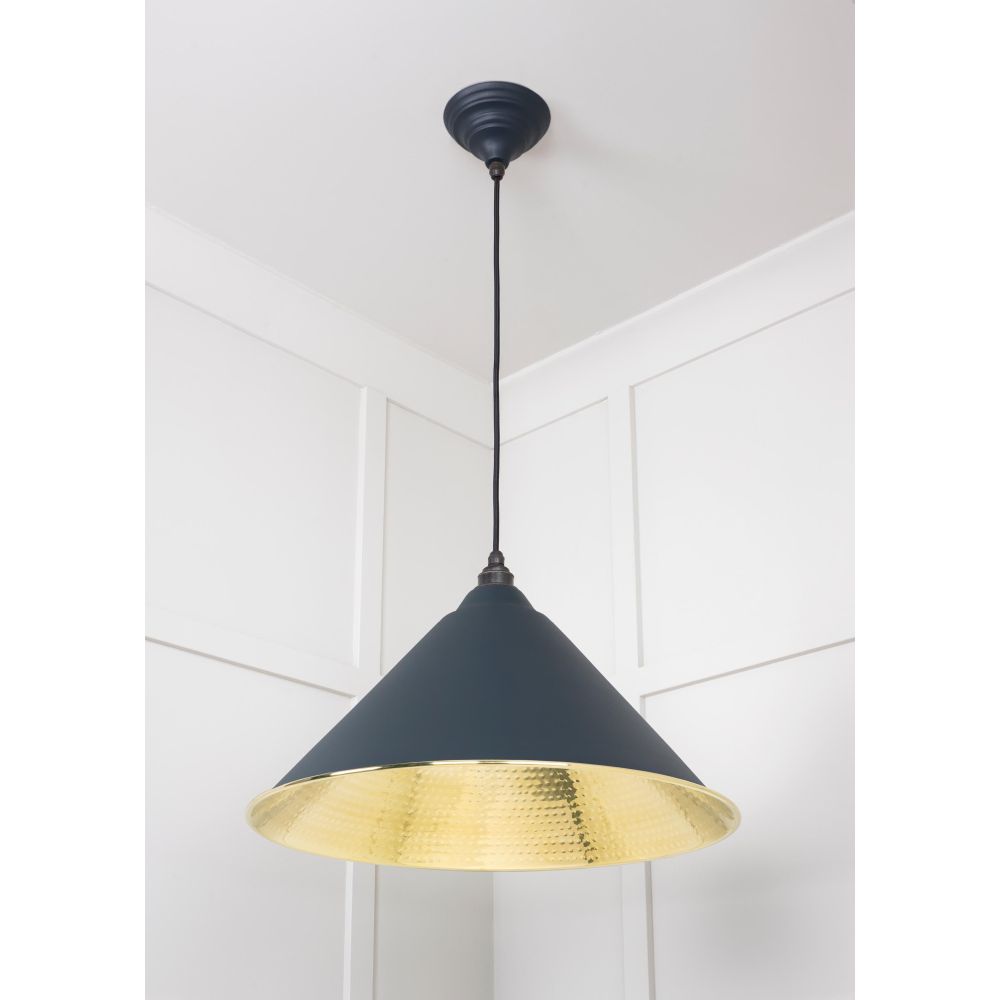 From The Anvil - Hammered Brass Hockley Pendant in Soot | Sku. 49523SO | Trade Door Handles.