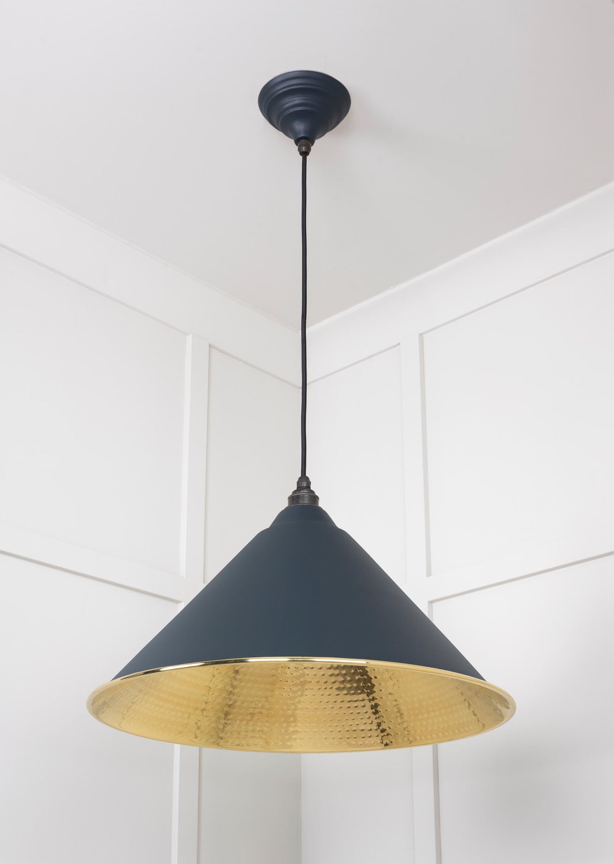 From The Anvil - Hammered Brass Hockley Pendant in Soot | Sku. 49523SO | Trade Door Handles.