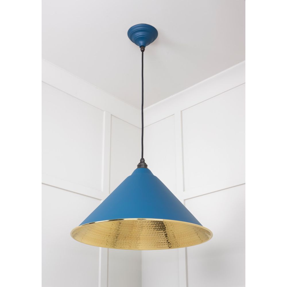 From The Anvil - Hammered Brass Hockley Pendant in Upstream | Sku. 49523U | Trade Door Handles.