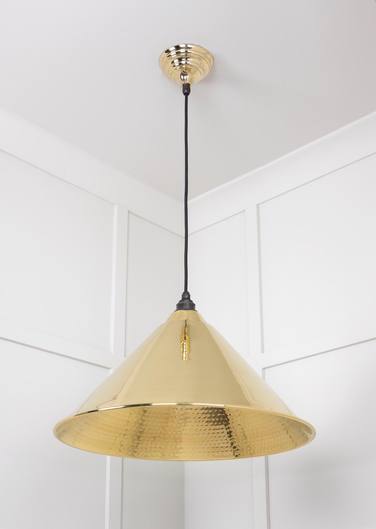 From The Anvil - Hammered Brass Hockley Pendant | Sku. 49523 | Trade Door Handles.